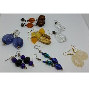 Bundle 7 pairs gemstone glass look acrylic earrings casual to dressy dangle drop